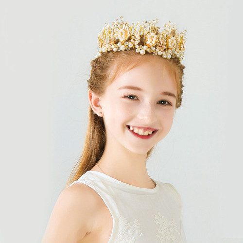 Crystal Pearls Crown Performance Birthday Dinner Show Accessories Tiara