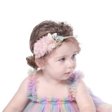 Baby Net Yarn Pearl Flower Headgear HairBand Headpiece Toothed Antiskid Hair Band Hair Clasp