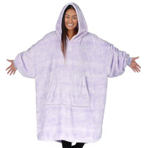Adult Pure Color Wearable Oversized Sherpa Blanket Hoodie Sweatshirt Super Soft Warm Plush Hooded Blanket