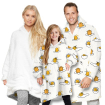 Eggshell Print Parent-Child Home Wearable Oversized Sherpa Blanket Hoodie Sweatshirt Super Soft Warm Plush Hooded Blanket