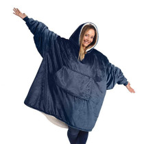 Adult Solid Color Loose Wearable Oversized Sherpa Blanket Hoodie Sweatshirt Super Soft Warm Plush Hooded Blanket