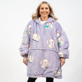 Animal Lazy Blanket Hooded TV Blanket Plus Velvet Warm Casual Sweater Blanket