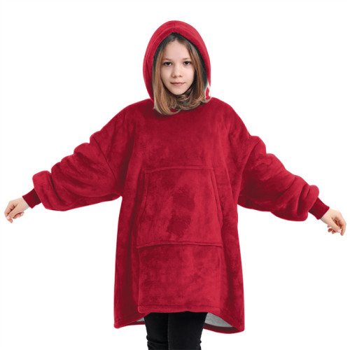 Kids Christmas Outdoor Lazy Blanket Solid Color Sweater Warm Casual Jacket