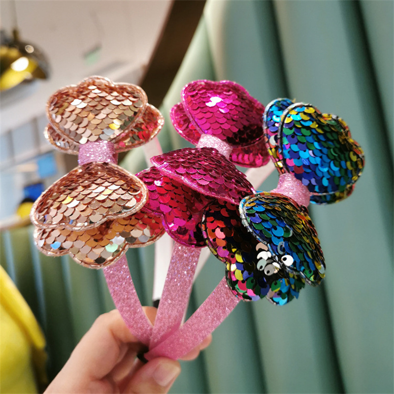 Double Sequin Bowknot Headpiece Toothed Antiskid Hair Band Hair Clasp