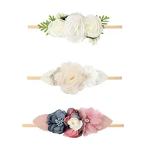White Flowers Rubber Band 3 Pieces Princess Headpiece Hair Clip Hair band