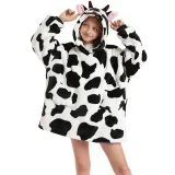 Kids Cows Hooded Wearable Oversized Sherpa Blanket Hoodie Sweatshirt Super Soft Warm Plush Hooded Blanket
