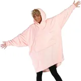 Adult Pure Color Wearable Oversized Sherpa Blanket Hoodie Sweatshirt Super Soft Warm Plush Hooded Blanket