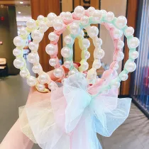 Pearl Ribbon Headpiece Toothed Antiskid Hair Band Hair Clasp