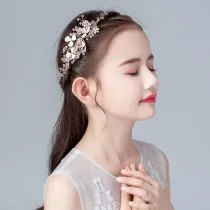 White Flowers Tiara Hairpin Tiara Performance Birthday Dinner Show Accessories Tiara