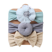 Scarf Bowknot 3 Pieces Headpiece Toothed Antiskid Hair Band Hair Clasp
