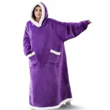 Extended Vertical Pocket Flannel Lazy Blanket Flannel Lamb Wool TV Blanket