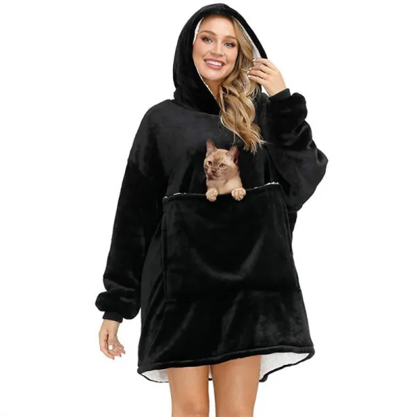 Comfortable Blanket With Deep Pocket Hoodie Pet Pocket Lazy Blanket