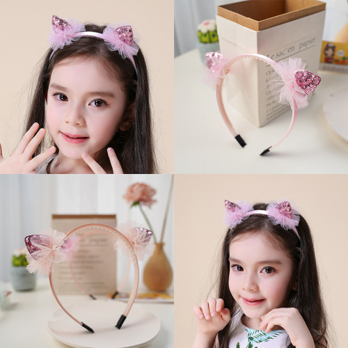 Sequined Cat Ears Headpiece Toothed Antiskid Hair Band Hair Clasp