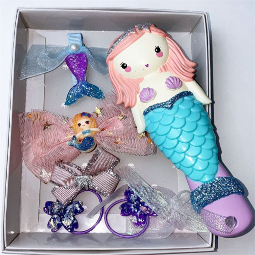 6PCS Mermaid Princess Headpiece Comb Hair Clip Gift Boxes
