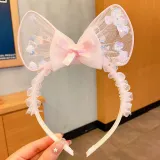 Kids Girl Net Yarn Bowknot Princess Headpiece Handmade Headband