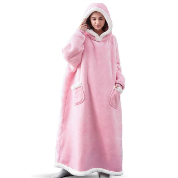 Lazy Blanket Hooded Pullover Flannel TV Blanket Lazy Clothes Pajamas Sweater TV Blanket