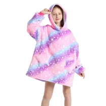 Kids Colour Wearable Oversized Sherpa Blanket Hoodie Sweatshirt Super Soft Warm Plush Hooded Blanket