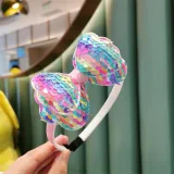 Double Sequin Bowknot Headpiece Toothed Antiskid Hair Band Hair Clasp