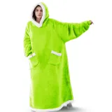 Extended Vertical Pocket Flannel Lazy Blanket Flannel Lamb Wool TV Blanket