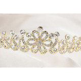 Golden Flower Diamond Crown Tiara Birthday Dinner Show Accessories Tiara