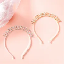 Silver HAPPY Diamond Crown Tiara Birthday Dinner Show Accessories Tiara