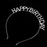 Silver HAPPY Diamond Crown Tiara Birthday Dinner Show Accessories Tiara