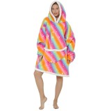 Adult Colour Wearable Oversized Sherpa Blanket Hoodie Sweatshirt Super Soft Warm Plush Hooded Blanket