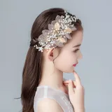 Leaf Mesh Pearl Hairpin Tiara Performance Birthday Dinner Show Accessories Tiara