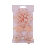 Pure Rose Gauze 3 Pieces HairBand Headpiece Toothed Antiskid Hair Band Hair Clasp