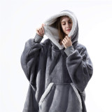 Adult Wearable Oversized Sherpa Blanket Hoodie Sweatshirt Super Soft Warm Plush Hooded Blanket