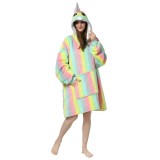 Unicorn Macaroon Wearable Oversized Sherpa Blanket Hoodie Sweatshirt Super Soft Warm Plush Hooded Blanket