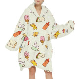 Food Lazy Blanket Hooded TV Blanket Plus Velvet Warm Casual Sweater Blanket