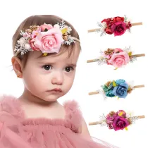 Baby Roses Flower Headgear HairBand Headpiece Toothed Antiskid Hair Band Hair Clasp