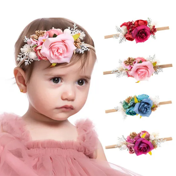 Baby Roses Flower Headgear HairBand Headpiece Toothed Antiskid Hair Band Hair Clasp
