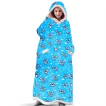 Koala Longer Vertical Pocket Flannel Lazy Blanket Flannel Lamb Wool TV Blanket