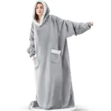 Extended Vertical Pocket Flannel Lazy Blanket Flannel Lamb Wool TV Blanket