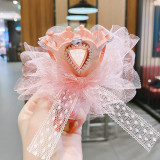 Gauze Bow Three-Dimensional Pearl Tiara Princess Headpiece Hair Clip