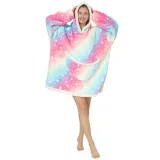 Adult Colour Wearable Oversized Sherpa Blanket Hoodie Sweatshirt Super Soft Warm Plush Hooded Blanket