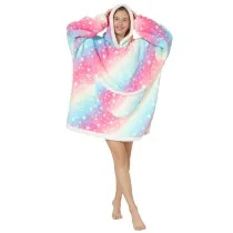 Adult Colour Wearable Oversized Sherpa Blanket Hoodie Sweatshirt Super Soft Warm Plush Hooded Blanket