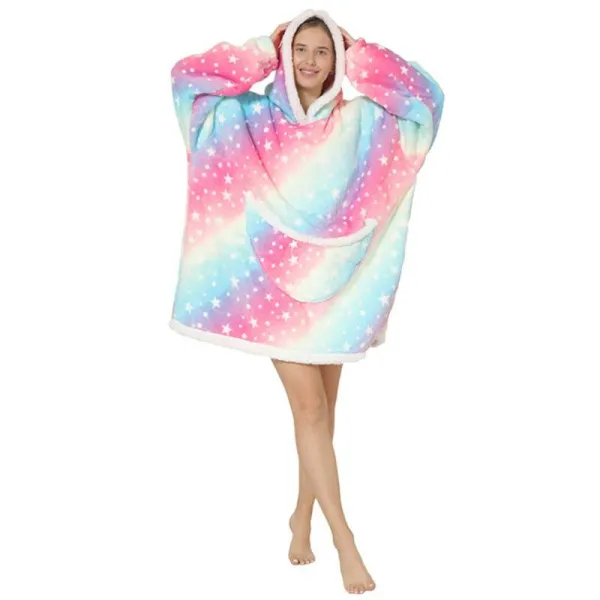 Adult Colour Wearable Oversized Sherpa Blanket Hoodie Sweatshirt Super Soft Warm Plush Hooded Blanket