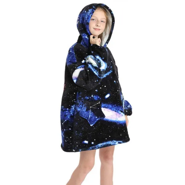 Kids Universe Wearable Oversized Sherpa Blanket Hoodie Sweatshirt Super Soft Warm Plush Hooded Blanket