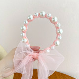 Pearl Ribbon Headpiece Toothed Antiskid Hair Band Hair Clasp