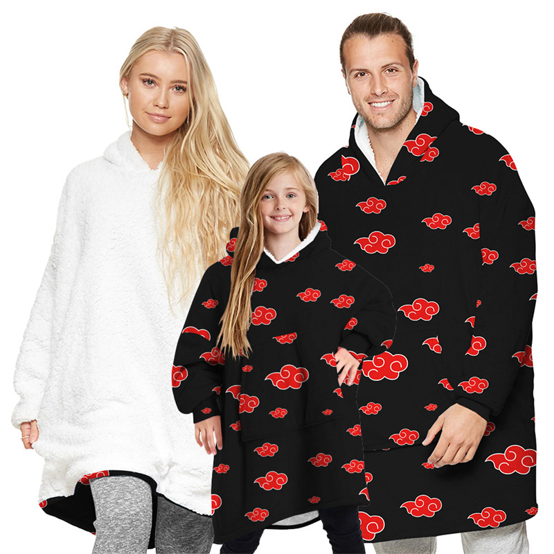 Cloud Parent-ChildWearable Oversized Sherpa Blanket Hoodie Sweatshirt Super Soft Warm Plush Hooded Blanket