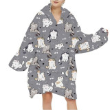 Animal Lazy Blanket Hooded TV Blanket Plus Velvet Warm Casual Sweater Blanket
