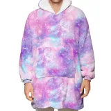 Colorful Lazy Blanket Hooded TV Blanket Plus Velvet Warm Casual Sweater Blanket