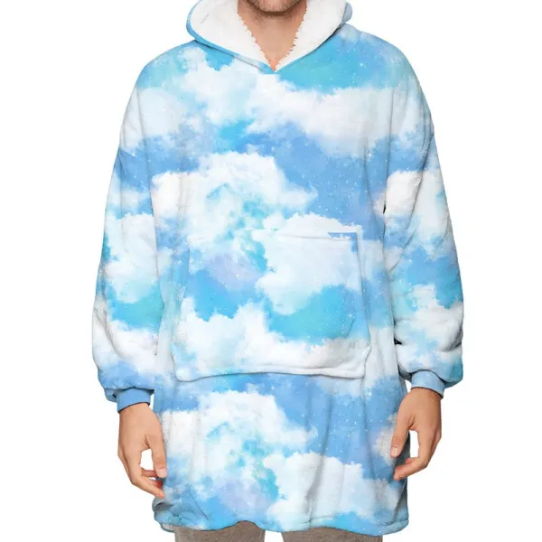 Sky Lazy Blanket Hooded TV Blanket Plus Velvet Warm Casual Sweater Blanket