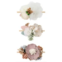 Beige Flowers Rubber Band Princess Headpiece Hair Clip Hair Band