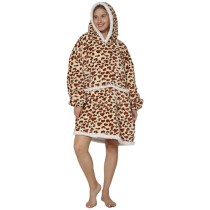 Adult Leopard Print Wearable Oversized Sherpa Blanket Hoodie Sweatshirt Super Soft Warm Plush Hooded Blanket