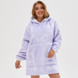 Tie-Dyed Lazy Blanket Hooded TV Blanket Plus Velvet Warm Casual Sweater Blanket
