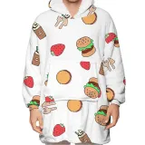 Food Lazy Blanket Hooded TV Blanket Plus Velvet Warm Casual Sweater Blanket